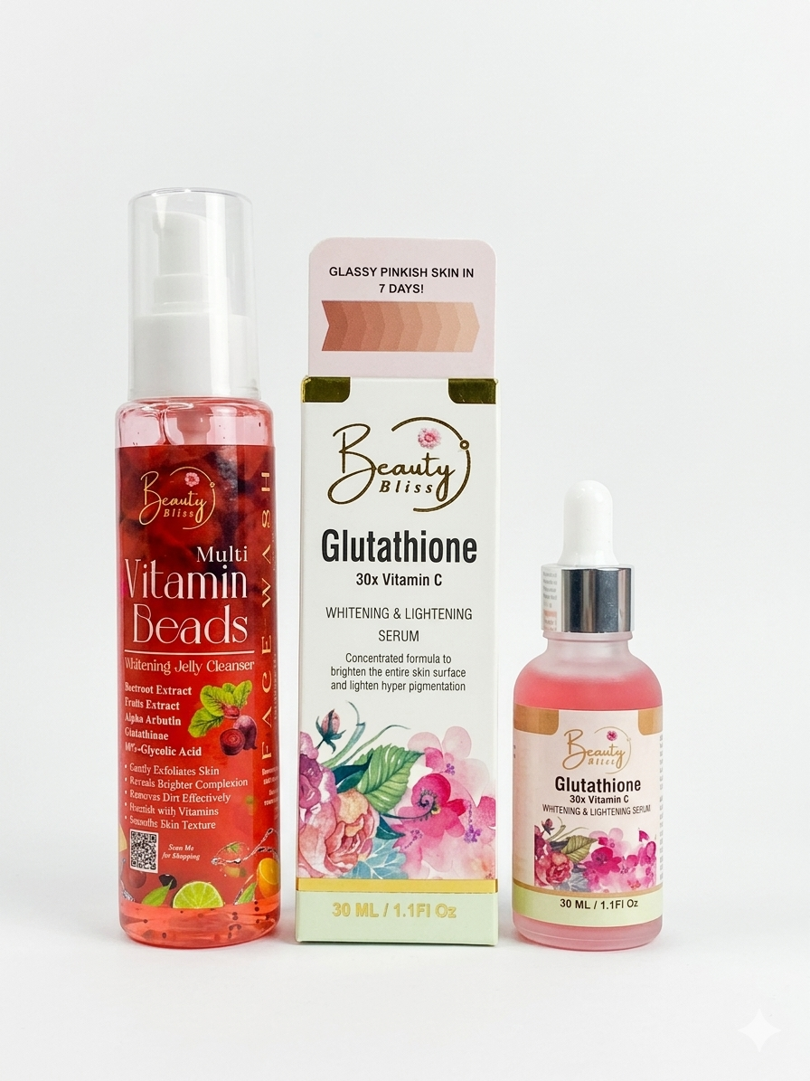 Glutathione 30X Vitamin C Serum + Vitamin Beads Jelly Facewash Free