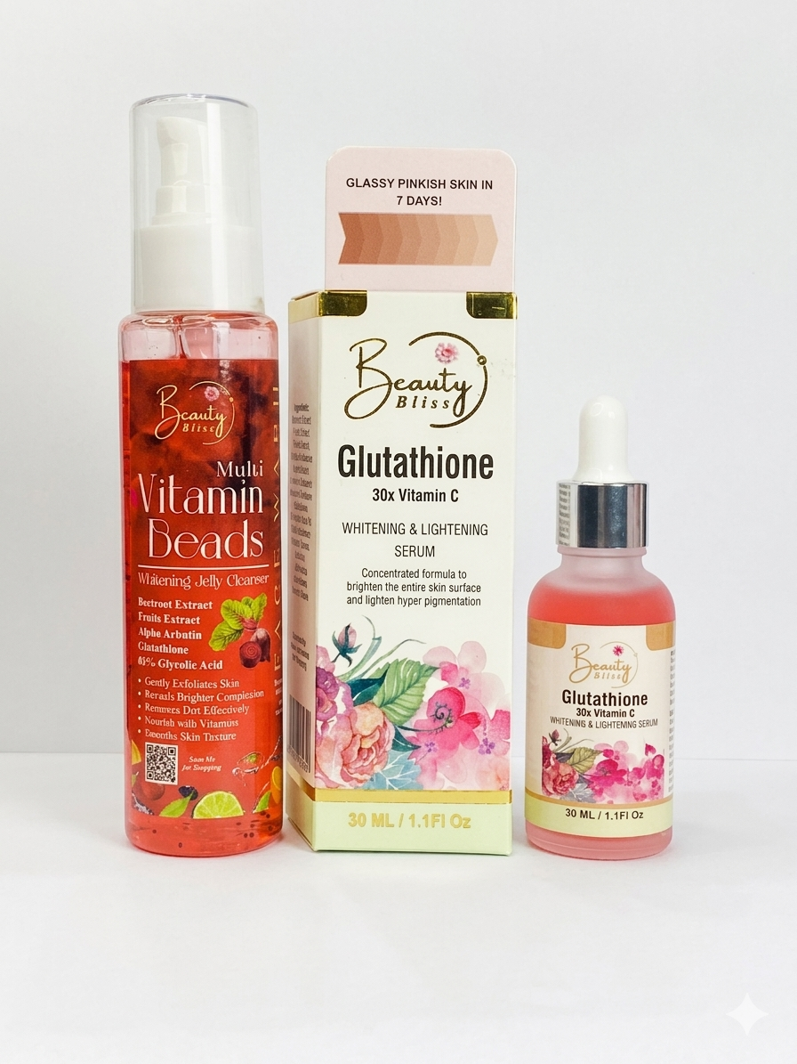Glutathione Serum +FREE Vitamin Beads Jelly Cleanser Face Wash Combo Deal