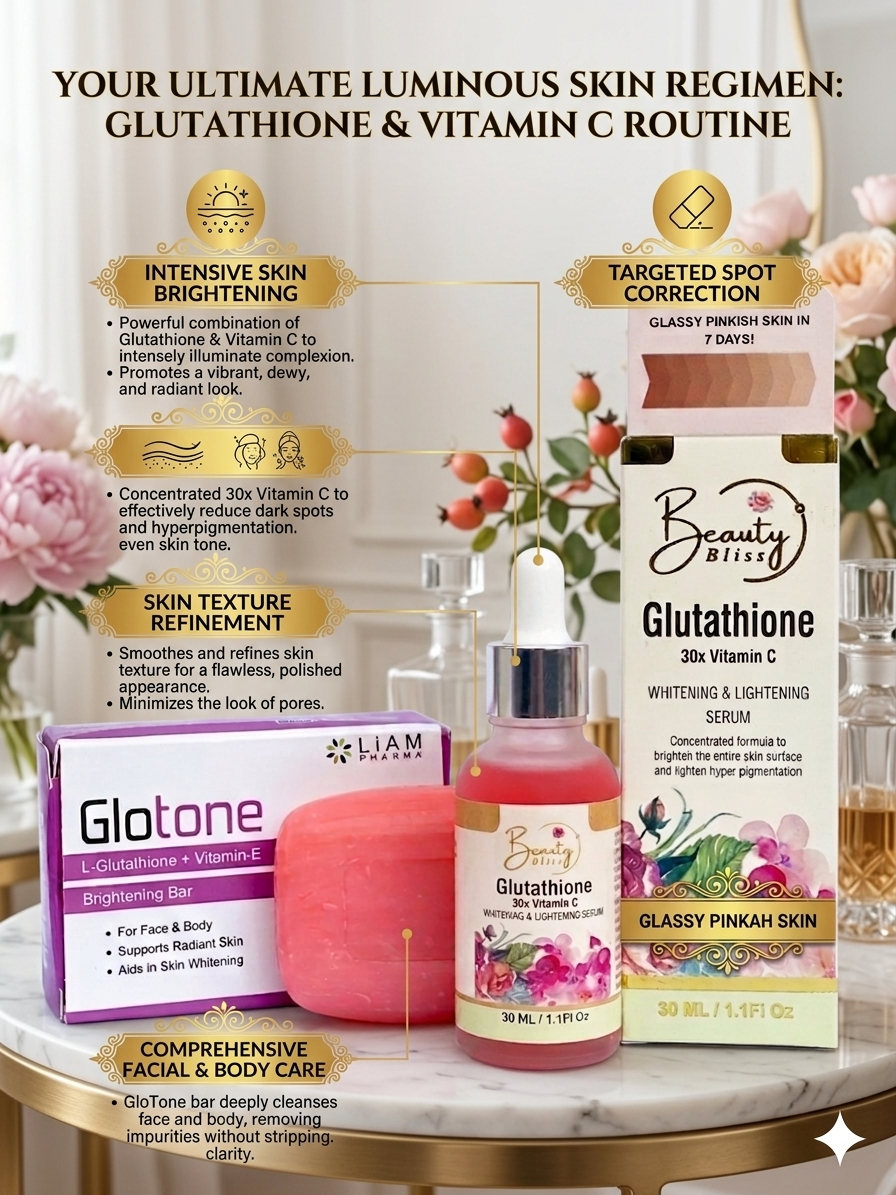 GLUTATHIONE + 30X VITAMIN C SERUM + GLUTAX SOAP FREE Hot 🔥 Sale
